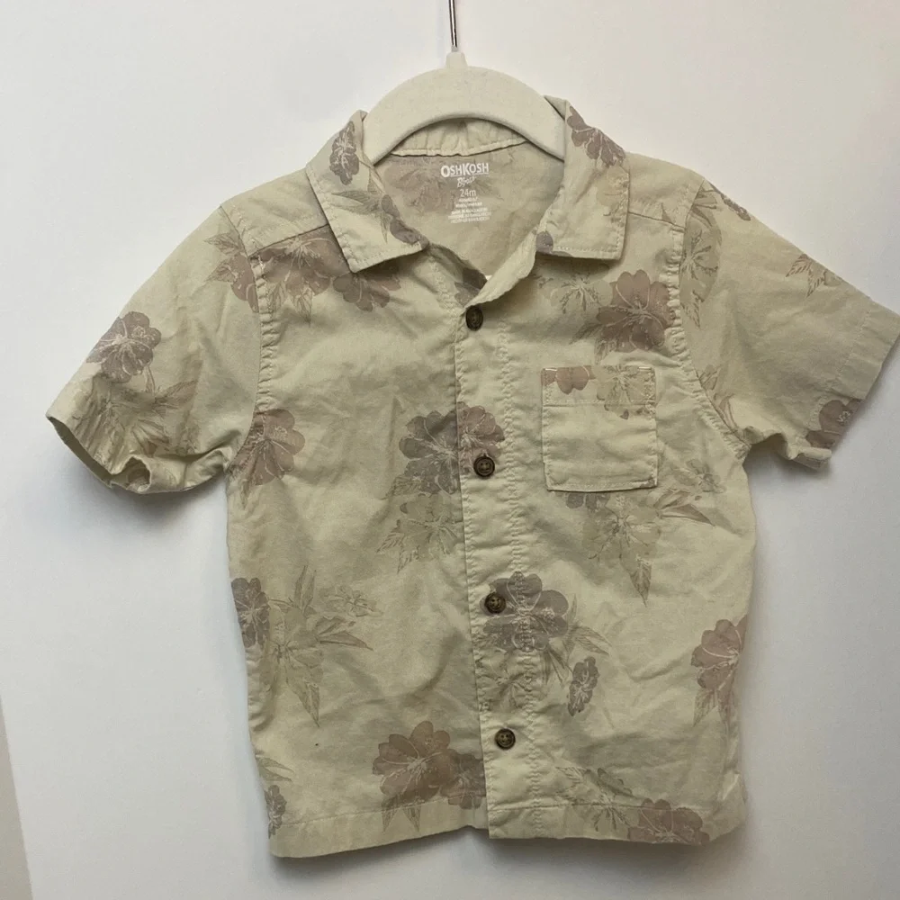 OshKosh B'gosh Beige Floral Button Down Shirt